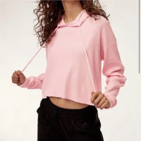 Sweaters - Aritzia TNA bubblegum waffle thermal crop hooded sweater